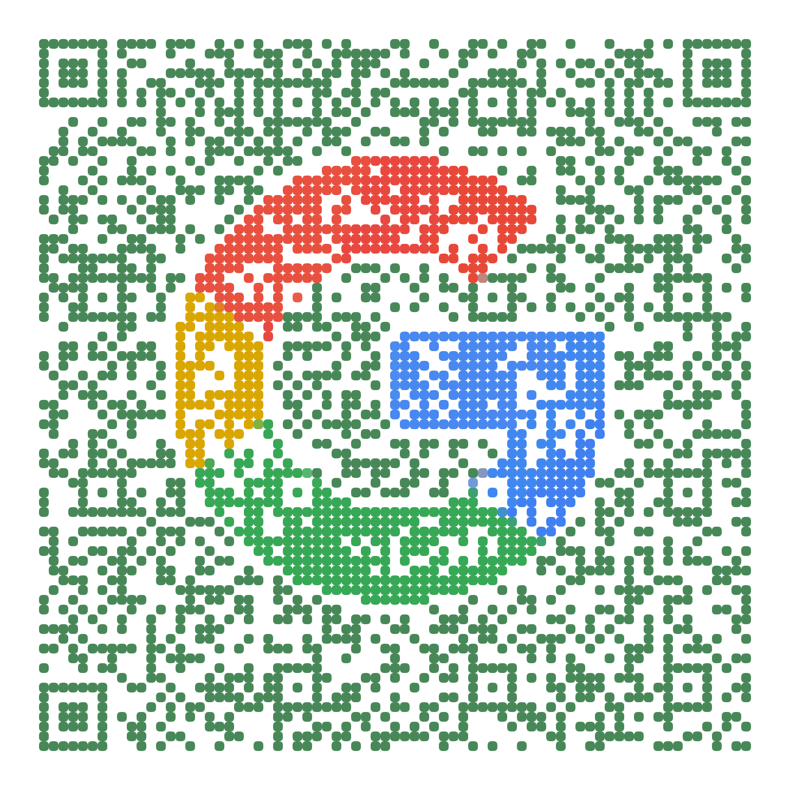 QR code with the google.com logo built into the pattern, made with MosaicQR