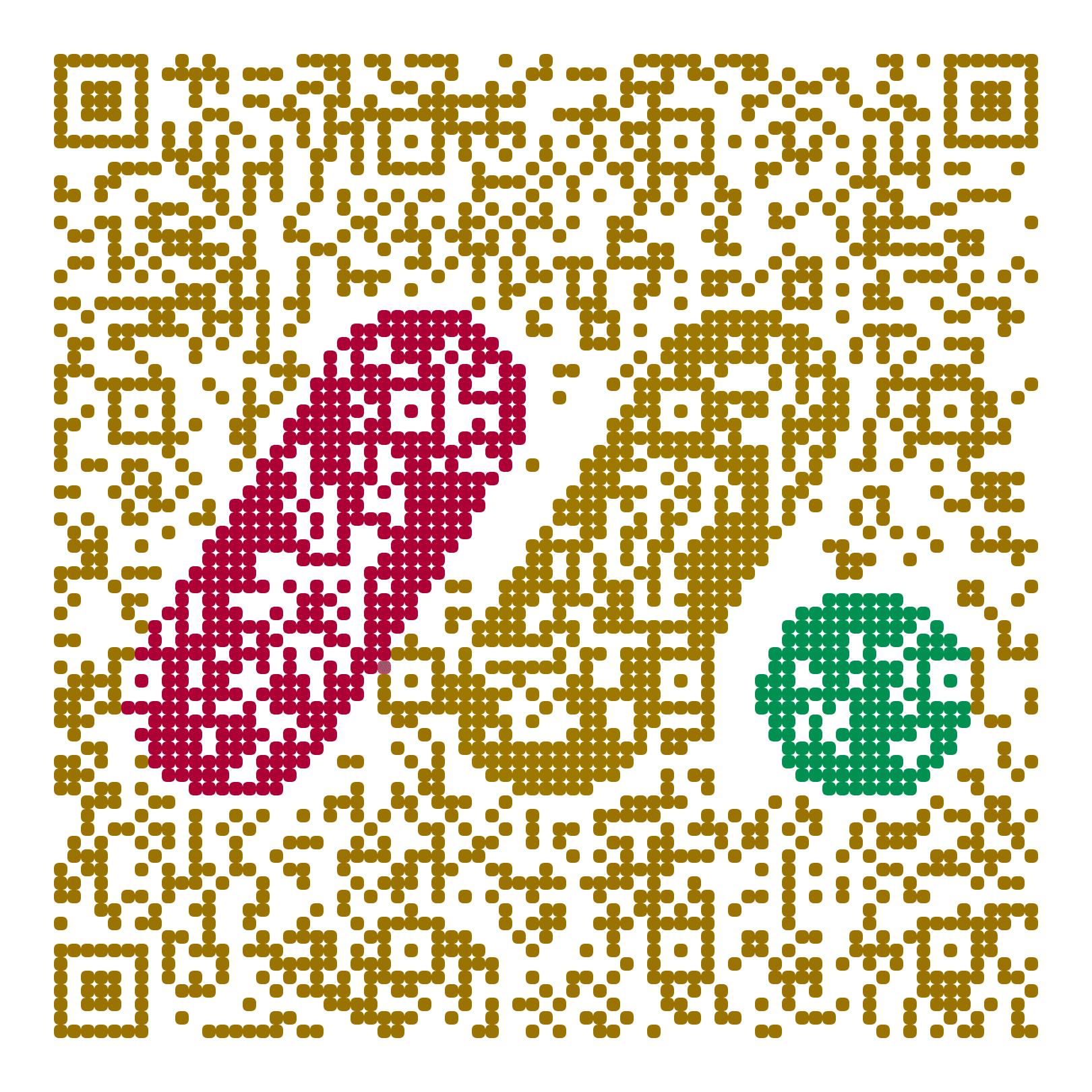 QR code with the monday.com logo built into the pattern, made with MosaicQR